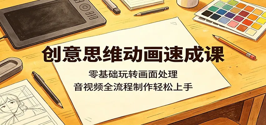 创意思维动画速成课：零基础玩转画面处理，音视频全流程制作轻松上手mc69.cn - 副业项目分享,互联网学习资源,考公考研资料,虚拟资料与创业思路天璇笔记网