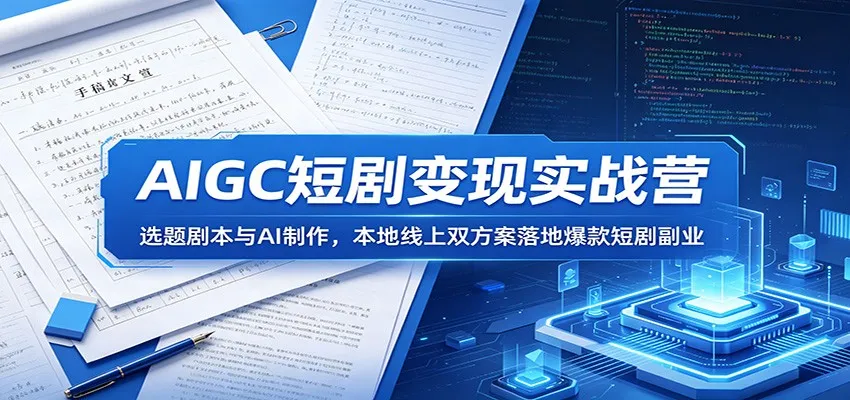AIGC短剧变现实战营：选题剧本与AI制作，本地线上双方案落地爆款短剧副业mc69.cn - 副业项目分享,互联网学习资源,考公考研资料,虚拟资料与创业思路天璇笔记网