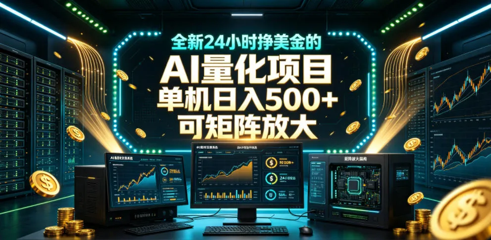 全新24小时挣美金的AI量化项目，单机日入500+，每天见收益，可矩阵放大【揭秘】mc69.cn - 副业项目分享,互联网学习资源,考公考研资料,虚拟资料与创业思路天璇笔记网