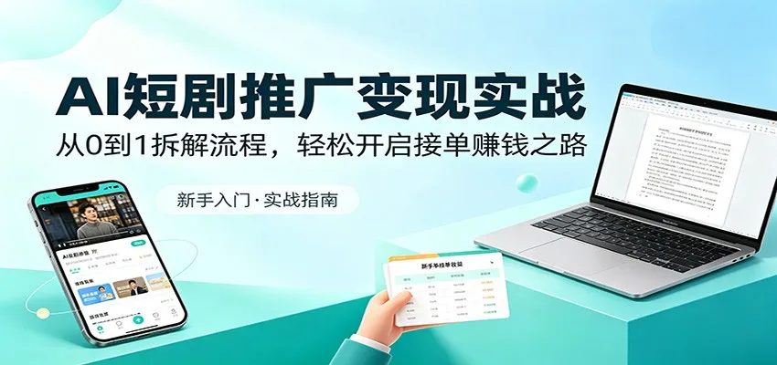 AI短剧推广变现实战：从0到1拆解流程，轻松开启接单赚钱之路mc69.cn - 副业项目分享,互联网学习资源,考公考研资料,虚拟资料与创业思路天璇笔记网