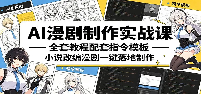 AI漫剧制作实战课：全套教程配套指令模板，小说改编漫剧一键落地制作mc69.cn - 副业项目分享,互联网学习资源,考公考研资料,虚拟资料与创业思路天璇笔记网