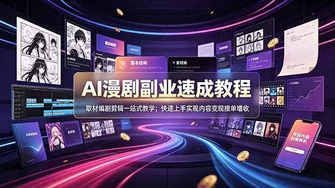 (19157期)AI漫剧副业速成教程,取材编剧剪辑一站式教学;快速上手实现内容变现接单增收 (19157期)AI漫剧副业速成教程,取材编剧剪辑一站式教学;快速上手实现内容变现接单增收