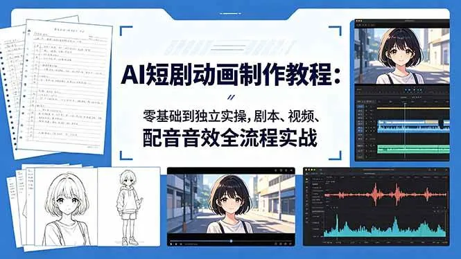 （18351期）AI短剧动画制作教程：零基础到独立实操，剧本、视频、配音音效全流程实战mc69.cn - 副业项目分享,互联网学习资源,考公考研资料,虚拟资料与创业思路天璇笔记网