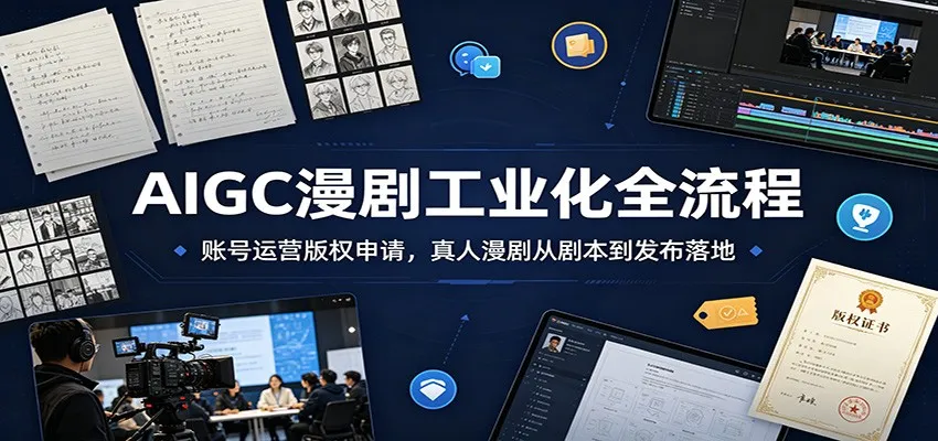 AIGC漫剧工业化全流程：账号运营版权申请，真人漫剧从剧本到发布落地mc69.cn - 副业项目分享,互联网学习资源,考公考研资料,虚拟资料与创业思路天璇笔记网