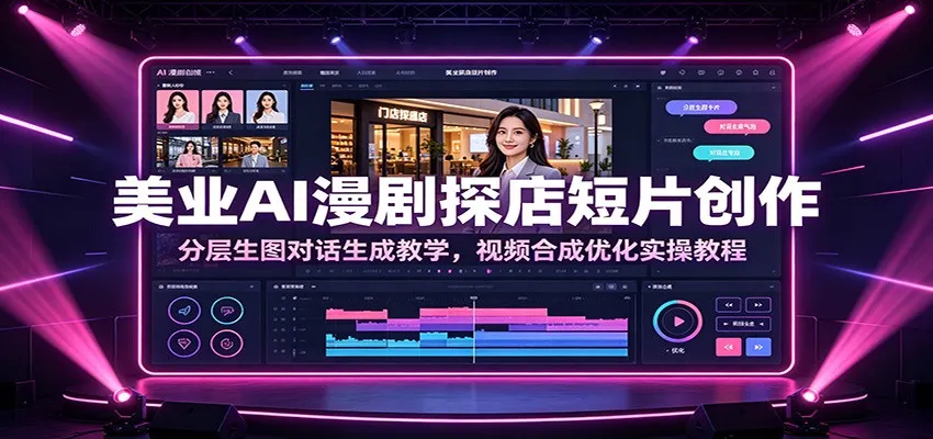 美业AI漫剧探店短片创作：分层生图对话生成教学，视频合成优化实操教程mc69.cn - 副业项目分享,互联网学习资源,考公考研资料,虚拟资料与创业思路天璇笔记网