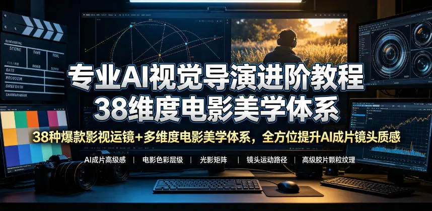 专业AI视觉导演进阶教程，38种爆款影视运镜+多维度电影美学体系，全方位提升AI成片高级感与镜头质感mc69.cn - 副业项目分享,互联网学习资源,考公考研资料,虚拟资料与创业思路天璇笔记网
