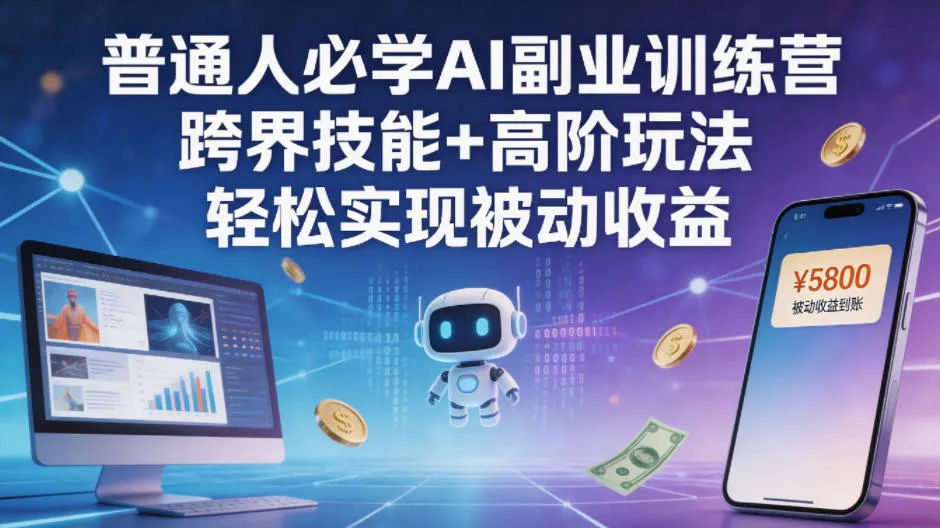 普通人必学AI副业训练营跨界技能+高阶玩法轻松实现被动收益mc69.cn - 副业项目分享,互联网学习资源,考公考研资料,虚拟资料与创业思路天璇笔记网