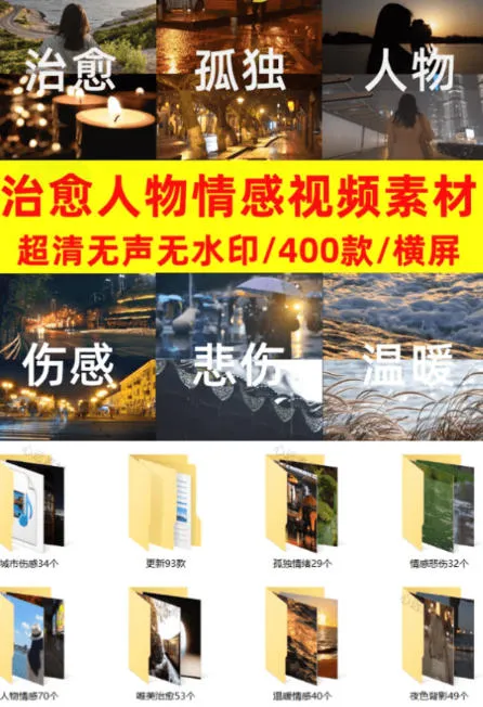 爆款短视频常用视频素材!抖音治愈伤感人物情感视频素材,400款合集,无声无水印,视频感氛围拉满 爆款短视频常用视频素材!抖音治愈伤感人物情感视频素材,400款合集,无声无水印,视频感氛围拉满