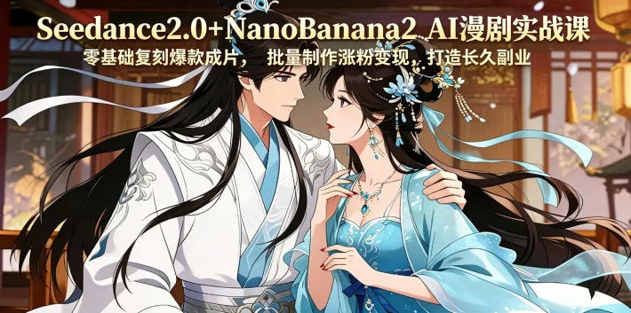 Seedance2.0+NanoBanana2 AI漫剧实战课，零基础复刻爆款成片涨粉变现，打造长久副业收益mc69.cn - 副业项目分享,互联网学习资源,考公考研资料,虚拟资料与创业思路天璇笔记网