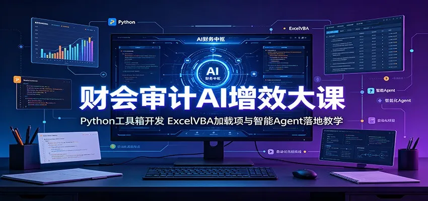 财会审计AI增效大课：Python工具箱开发，ExcelVBA加载项与智能Agent落地教学mc69.cn - 副业项目分享,互联网学习资源,考公考研资料,虚拟资料与创业思路天璇笔记网