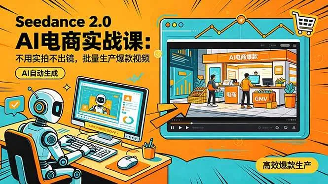 （18433期）Seedance 2.0 AI电商实战课：不用实拍不出镜，批量生产爆款视频打爆GMVmc69.cn - 副业项目分享,互联网学习资源,考公考研资料,虚拟资料与创业思路天璇笔记网