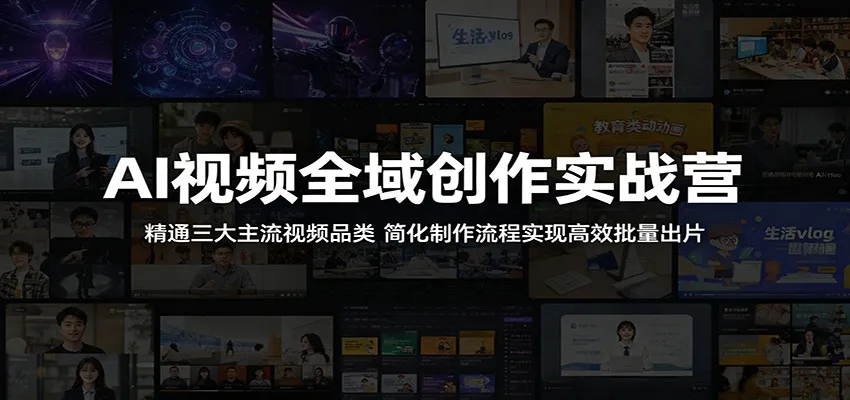 AI视频全域创作实战营：精通三大主流视频品类，简化制作流程实现高效批量出片mc69.cn - 副业项目分享,互联网学习资源,考公考研资料,虚拟资料与创业思路天璇笔记网