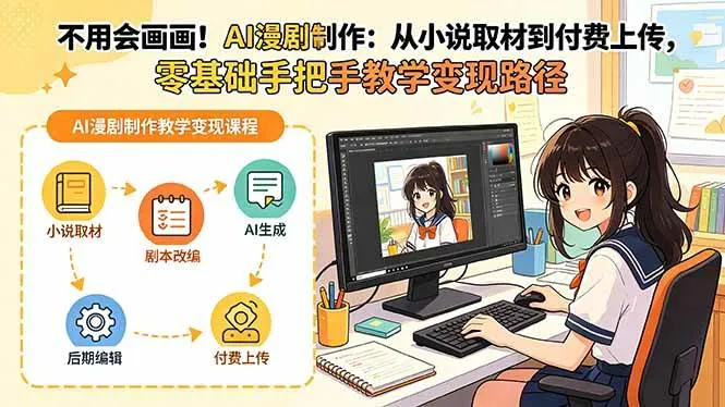 （18439期）不用会画画！AI漫剧制作：从小说取材到付费上传，零基础手把手教学变现路径mc69.cn - 副业项目分享,互联网学习资源,考公考研资料,虚拟资料与创业思路天璇笔记网