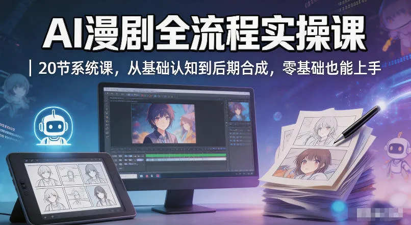 AI漫剧全流程实操课｜20节系统课，从基础认知到后期合成，零基础也能上手mc69.cn - 副业项目分享,互联网学习资源,考公考研资料,虚拟资料与创业思路天璇笔记网