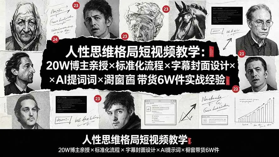 (19538期)人性思维格局短视频教学:20W博主亲授×标准化流程×字幕封面设计×AI提示词×橱窗带货6W件实战经验 (19538期)人性思维格局短视频教学:20W博主亲授×标准化流程×字幕封面设计×AI提示词×橱窗带货6W件实战经验