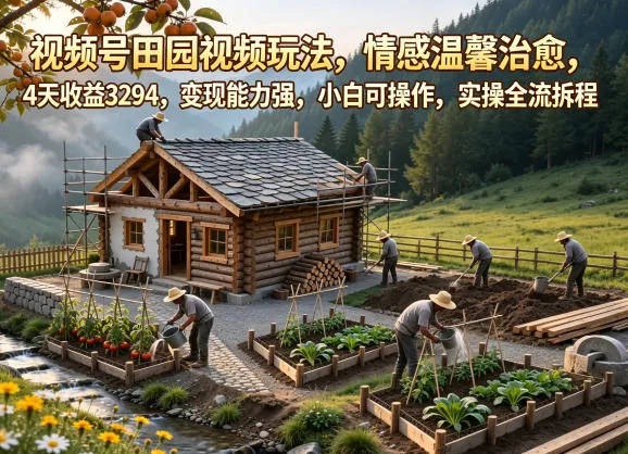 视频号田园视频玩法，情感温馨治愈，4天收益3294，变现能力强，小白可操作，实操全流程拆解mc69.cn - 副业项目分享,互联网学习资源,考公考研资料,虚拟资料与创业思路天璇笔记网
