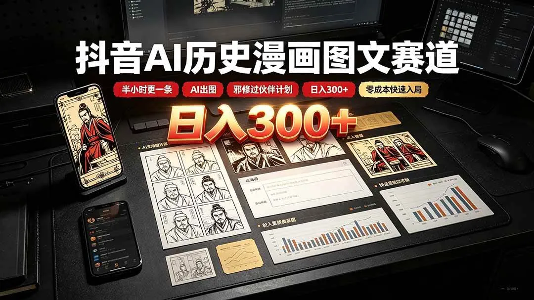 （19498期）抖音AI历史漫画图文赛道：半小时更一条×AI出图×邪修过伙伴计划×日入300+，零成本快速入局mc69.cn - 副业项目分享,互联网学习资源,考公考研资料,虚拟资料与创业思路天璇笔记网