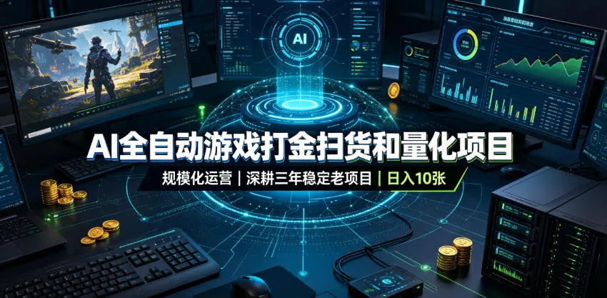 AI全自动游戏打金扫货和量化项目，规模化运营日入10张，深耕三年稳定老项目！【揭秘】mc69.cn - 副业项目分享,互联网学习资源,考公考研资料,虚拟资料与创业思路天璇笔记网