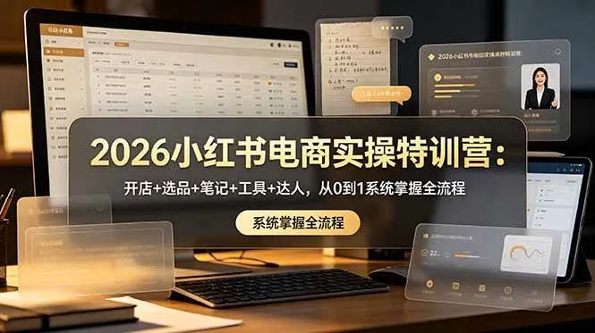 （18978期）2026小红书电商实操特训营：开店+选品+笔记+工具+达人，从0到1系统掌握全流程mc69.cn - 副业项目分享,互联网学习资源,考公考研资料,虚拟资料与创业思路天璇笔记网