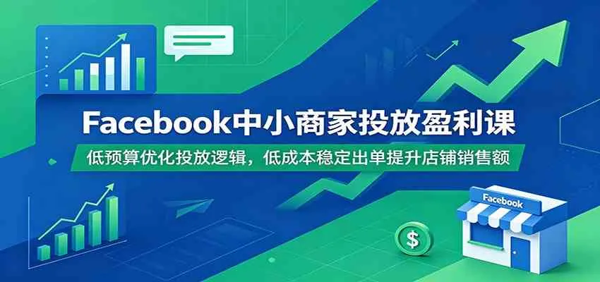 Facebook中小商家投放盈利课：低预算优化投放逻辑，低成本稳定出单提升店铺销售额mc69.cn - 副业项目分享,互联网学习资源,考公考研资料,虚拟资料与创业思路天璇笔记网