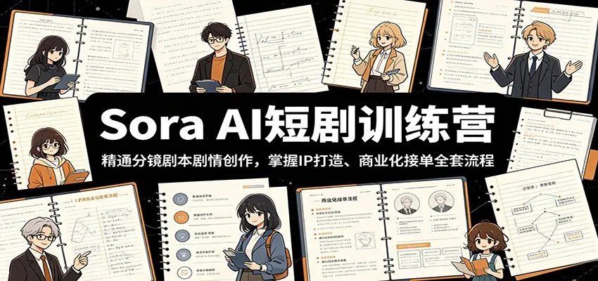 Sora AI短剧训练营：精通分镜剧本剧情创作，掌握IP打造、商业化接单全套流程mc69.cn - 副业项目分享,互联网学习资源,考公考研资料,虚拟资料与创业思路天璇笔记网