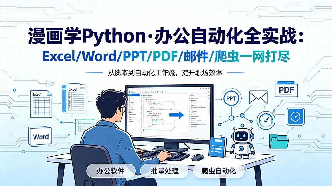 （19270期）漫画学Python·办公自动化全实战：Excel/Word/PPT/PDF/邮件/爬虫一网打尽mc69.cn - 副业项目分享,互联网学习资源,考公考研资料,虚拟资料与创业思路天璇笔记网