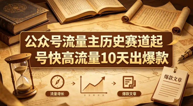 公众号流量主之历史赛道，起号快+高流量，10天就能出爆款！mc69.cn - 副业项目分享,互联网学习资源,考公考研资料,虚拟资料与创业思路天璇笔记网