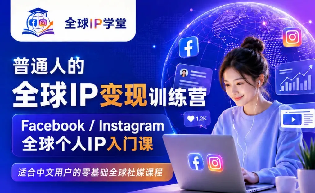 普通人的全球IP变现训练营，Facebook/Instagram全球个人IP入门课，零基础全球社媒课程mc69.cn - 副业项目分享,互联网学习资源,考公考研资料,虚拟资料与创业思路天璇笔记网