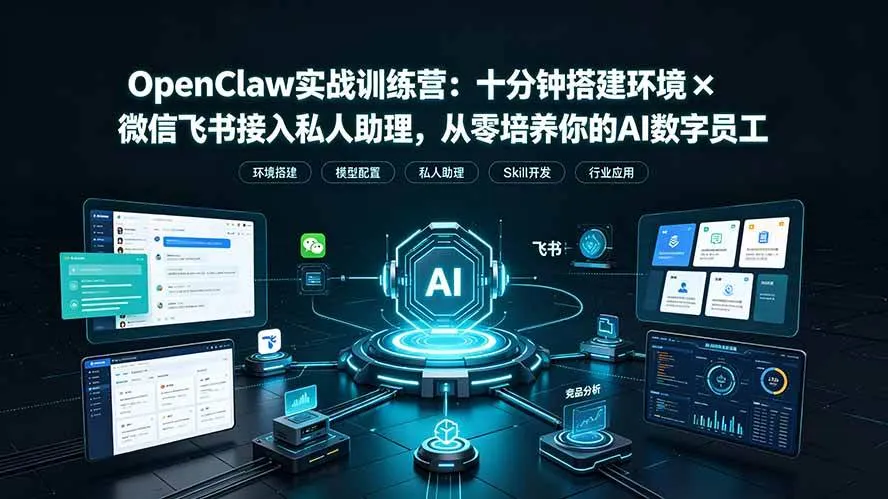 （19287期）OpenClaw实战特训营：十分钟搭建环境×微信飞书接入私人助理，从零培养你的AI数字员工mc69.cn - 副业项目分享,互联网学习资源,考公考研资料,虚拟资料与创业思路天璇笔记网
