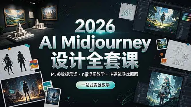 （19209期）2026 AI Midjourney设计全套课，MJ参数提示词niji混图教学，IP建筑游戏原画一站式实战教学mc69.cn - 副业项目分享,互联网学习资源,考公考研资料,虚拟资料与创业思路天璇笔记网