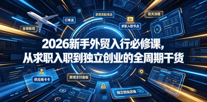 2026新手外贸入行必修课，从求职入职到独立创业的全周期干货mc69.cn - 副业项目分享,互联网学习资源,考公考研资料,虚拟资料与创业思路天璇笔记网