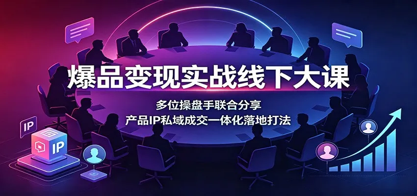 爆品变现实战线下大课：多位操盘手联合分享，产品IP私域成交一体化落地打法mc69.cn - 副业项目分享,互联网学习资源,考公考研资料,虚拟资料与创业思路天璇笔记网