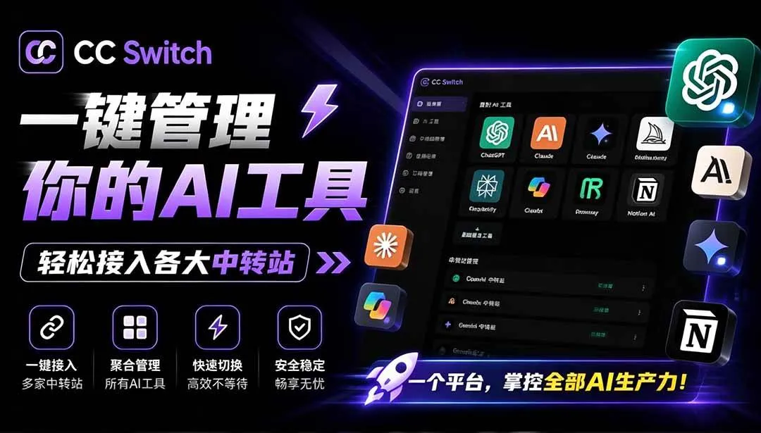 （19335期）一键给Chatgpt、Codex、Claude接入地第三方中转站，CC Switch统一管理你的 AI 编程工具工作流mc69.cn - 副业项目分享,互联网学习资源,考公考研资料,虚拟资料与创业思路天璇笔记网