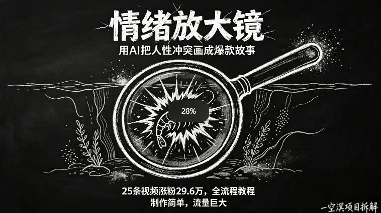 AI制作“情绪放大镜“视频，25条视频涨粉29.6W粉，流量巨大，制作简单，全流程教程mc69.cn - 副业项目分享,互联网学习资源,考公考研资料,虚拟资料与创业思路天璇笔记网