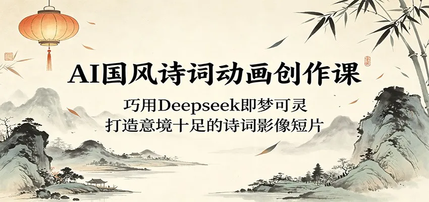 AI国风诗词动画创作课：巧用Deepseek即梦可灵，打造意境十足的诗词影像短片mc69.cn - 副业项目分享,互联网学习资源,考公考研资料,虚拟资料与创业思路天璇笔记网
