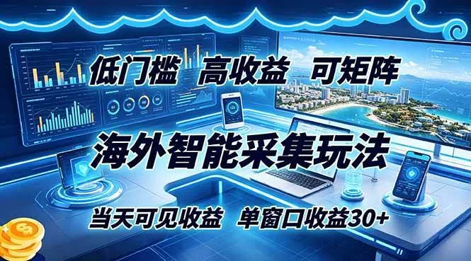 （18955期）海外智能采集玩法，低门槛高单价可矩阵，当天可见收益，单窗口30+mc69.cn - 副业项目分享,互联网学习资源,考公考研资料,虚拟资料与创业思路天璇笔记网
