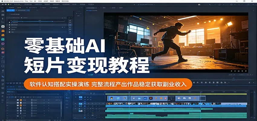 零基础AI短片变现教程：软件认知搭配实操演练，完整流程产出作品稳定获取副业收入mc69.cn - 副业项目分享,互联网学习资源,考公考研资料,虚拟资料与创业思路天璇笔记网