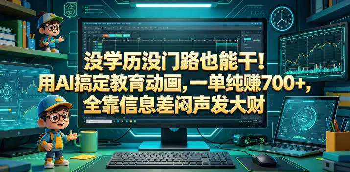 没学历没门路也能干！用AI搞定教育动画，一单纯賺700+，全靠信息差闷声发大财【揭秘】mc69.cn - 副业项目分享,互联网学习资源,考公考研资料,虚拟资料与创业思路天璇笔记网