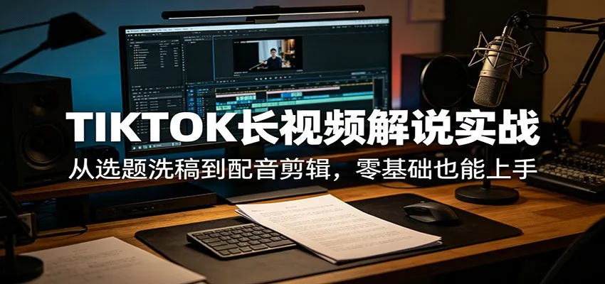 TIKTOK长视频解说实战：从选题洗稿到配音剪辑，零基础也能上手mc69.cn - 副业项目分享,互联网学习资源,考公考研资料,虚拟资料与创业思路天璇笔记网