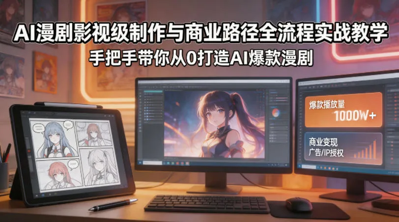 AI漫剧影视级制作与商业路径全流程实战教学，手带你从0打造AI爆款漫剧mc69.cn - 副业项目分享,互联网学习资源,考公考研资料,虚拟资料与创业思路天璇笔记网