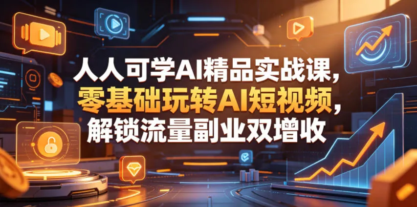 人人可学AI精品实战课，零基础玩转AI短视频，解锁流量副业双增收mc69.cn - 副业项目分享,互联网学习资源,考公考研资料,虚拟资料与创业思路天璇笔记网