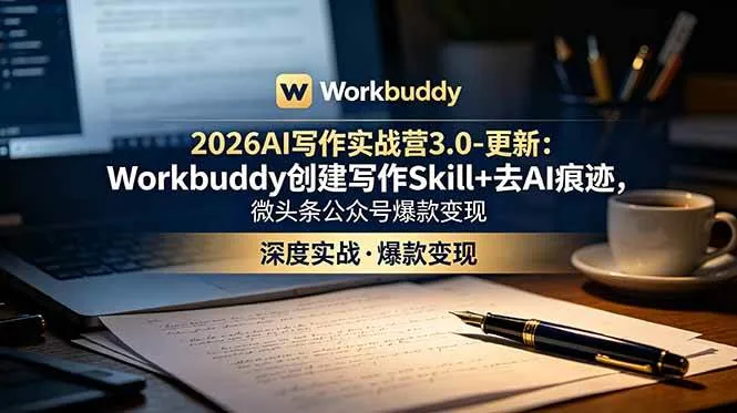 （18995期）2026AI写作实战营3.0-更新：Workbuddy创建写作Skill+去AI痕迹，微头条公众号爆款变现mc69.cn - 副业项目分享,互联网学习资源,考公考研资料,虚拟资料与创业思路天璇笔记网