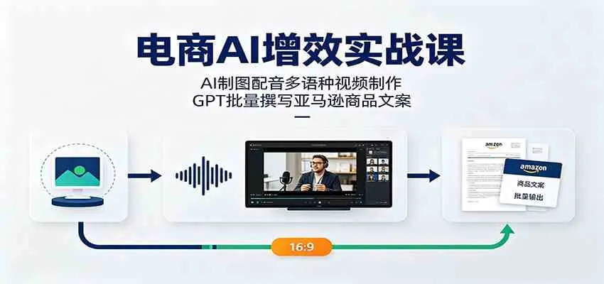 电商AI增效实战课：AI制图配音多语种视频制作，GPT批量撰写亚马逊商品文案mc69.cn - 副业项目分享,互联网学习资源,考公考研资料,虚拟资料与创业思路天璇笔记网