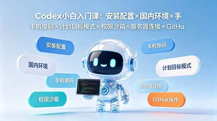 (19402期)Codex小白入门课:安装配置×国内环境×手机接码×计划目标模式×权限沙箱×服务器连接×GitHub操作 (19402期)Codex小白入门课:安装配置×国内环境×手机接码×计划目标模式×权限沙箱×服务器连接×GitHub操作