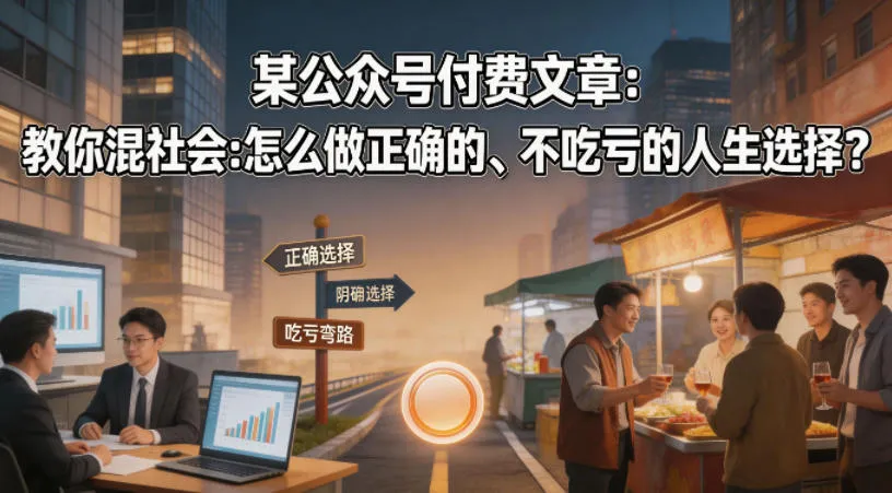 某公众号付费文章：教你混社会：怎么做正确的、不吃亏的人生选择？mc69.cn - 副业项目分享,互联网学习资源,考公考研资料,虚拟资料与创业思路天璇笔记网