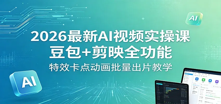 2026最新AI视频实操课：豆包+剪映全功能，特效卡点动画批量出片教学mc69.cn - 副业项目分享,互联网学习资源,考公考研资料,虚拟资料与创业思路天璇笔记网