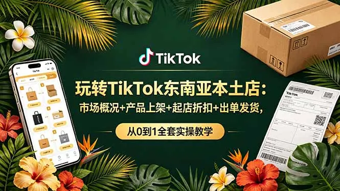 玩转TikTok东南亚本土店：市场概况+产品上架+起店折扣+出单发货，从0到1全套实操教学mc69.cn - 副业项目分享,互联网学习资源,考公考研资料,虚拟资料与创业思路天璇笔记网
