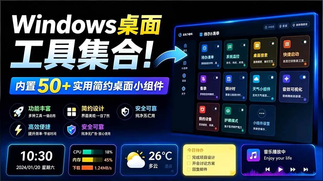 （19585期）Windows桌面工具集合！内置50+实用简约桌面小组件，含截图、录屏、翻译、天气等，多秘工具箱mc69.cn - 副业项目分享,互联网学习资源,考公考研资料,虚拟资料与创业思路天璇笔记网
