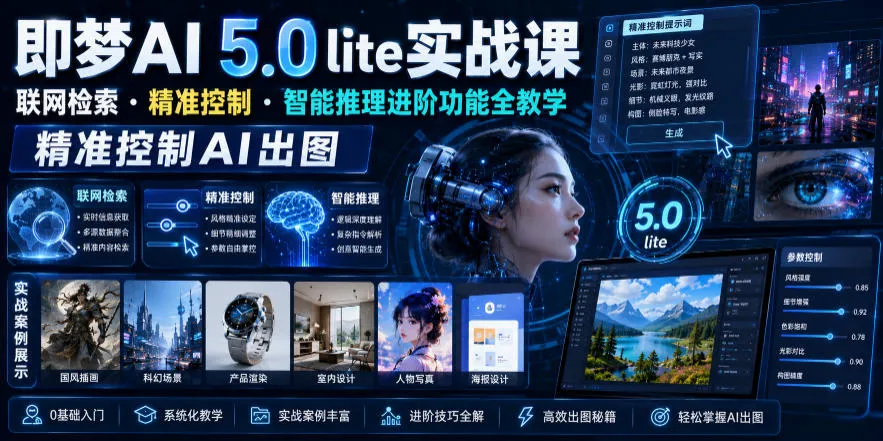 即梦AI 5.0 lite实战课，联网检索・精准控制・智能推理进阶功能全教学，精准控制AI出图mc69.cn - 副业项目分享,互联网学习资源,考公考研资料,虚拟资料与创业思路天璇笔记网