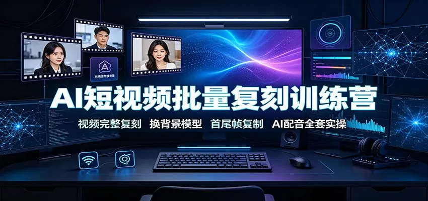 AI短视频批量复刻训练营：视频完整复刻，换背景模型、首尾帧复制、AI配音全套实操mc69.cn - 副业项目分享,互联网学习资源,考公考研资料,虚拟资料与创业思路天璇笔记网